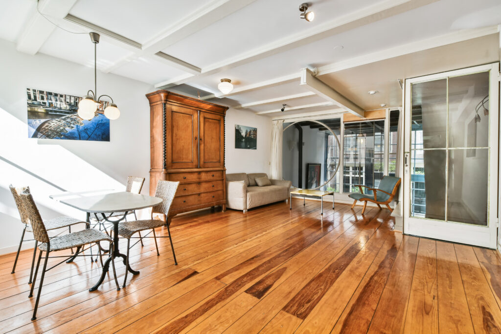 hardwood floors in the living area